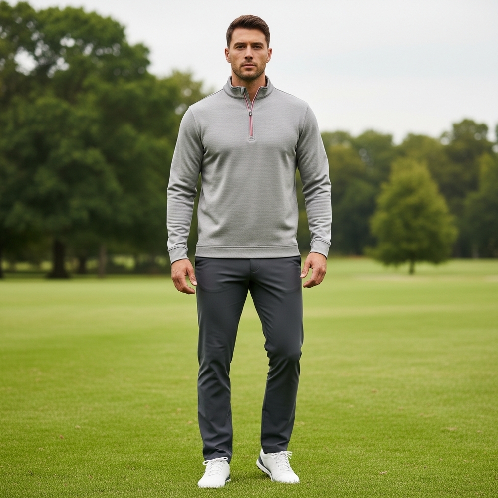 Footjoy Men's Stripe Double Layer Knit Half-Zip Pullover Size Small